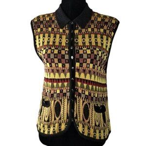 French Rags Womens Vest Multicolor Geometric Sweater Size 2